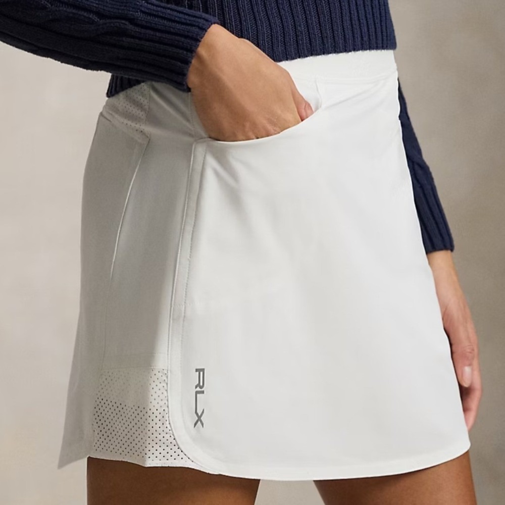 RLX Ralph Lauren Golf Skort Women M White Pleated Athleisure Tenniscore Sporty